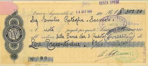 Assegno bancario petri - assegno, a.